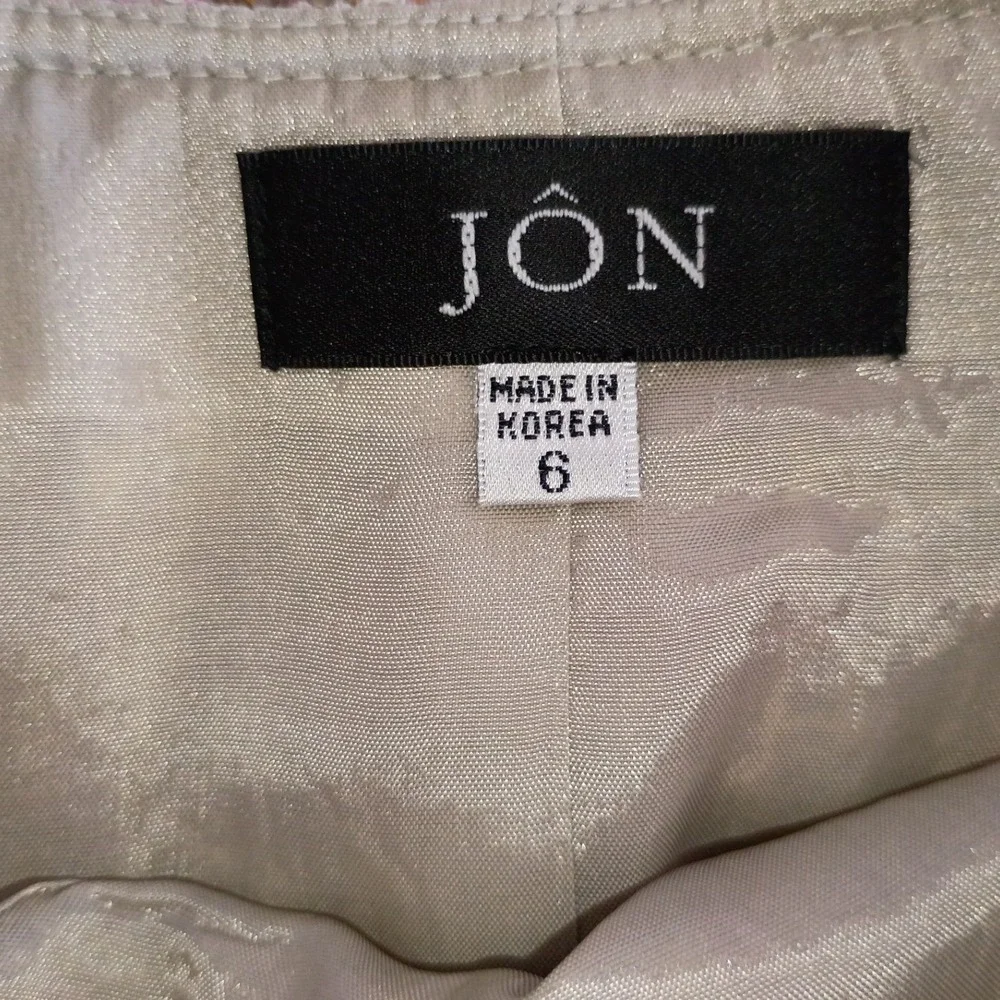JÔN Pink Tweed Skirt Suit Set Jacket 10 Skirt 6 Fringe Trim‎ Bow